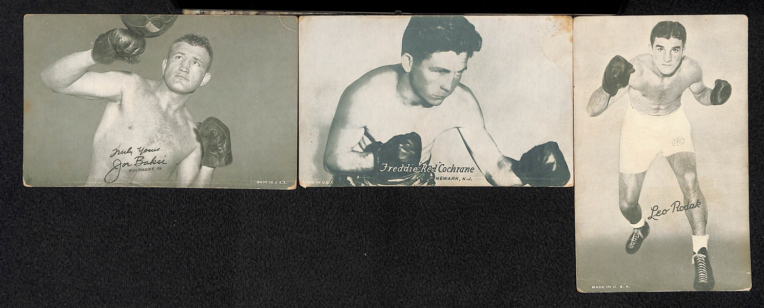 Lot of 38 Boxing Exhibit Cards from 1940s/50s w. Joe Louis